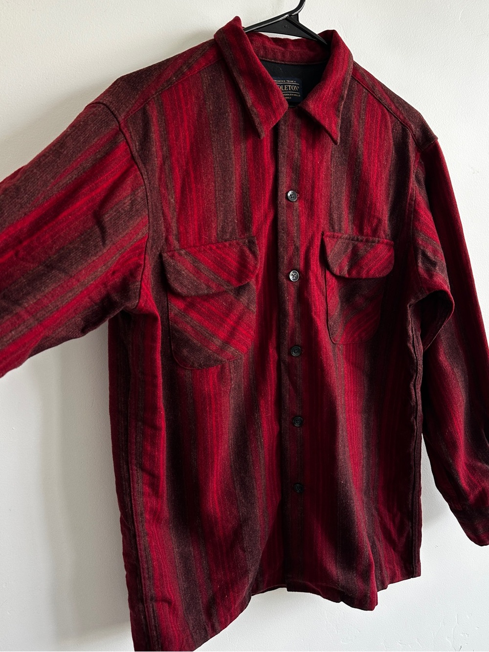 Pendleton Men’s Wool Board Shirt Button Up Red Plaid Size Small - Picture 2 of 9